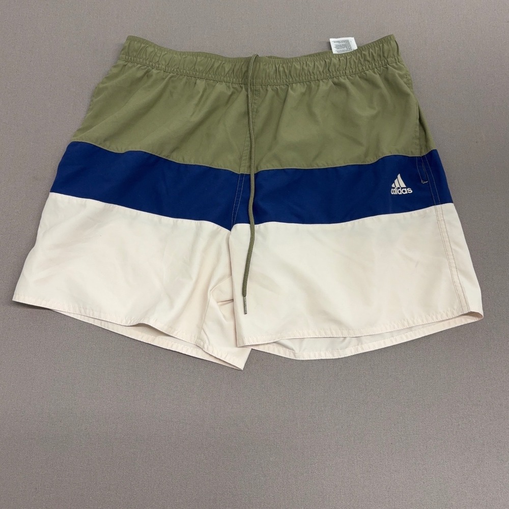 Adidas Primegreen Mens Swim Trunks Colorblock Green Blue Cream Large L